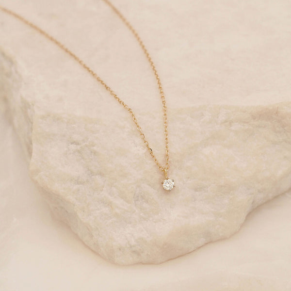 By Charlotte 14K Solid Gold Sweet Droplet Diamond Necklace