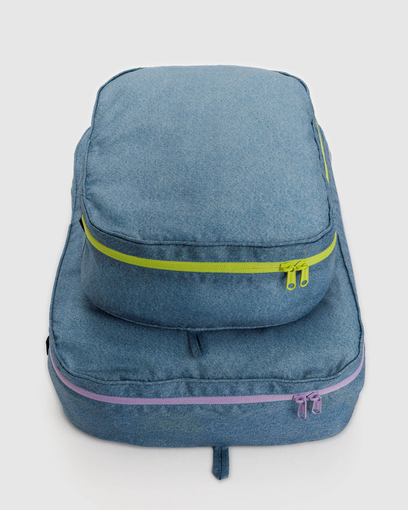 Baggu Large Packing Cube Set in Digital Denim