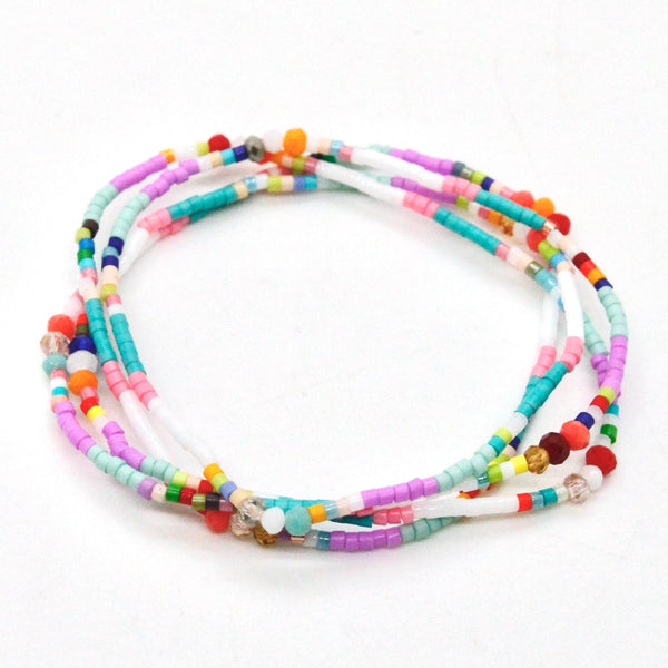 Lizou Beautiful and Delicate Seed Bead Bracelet or Necklace in Turquoise Rainbow