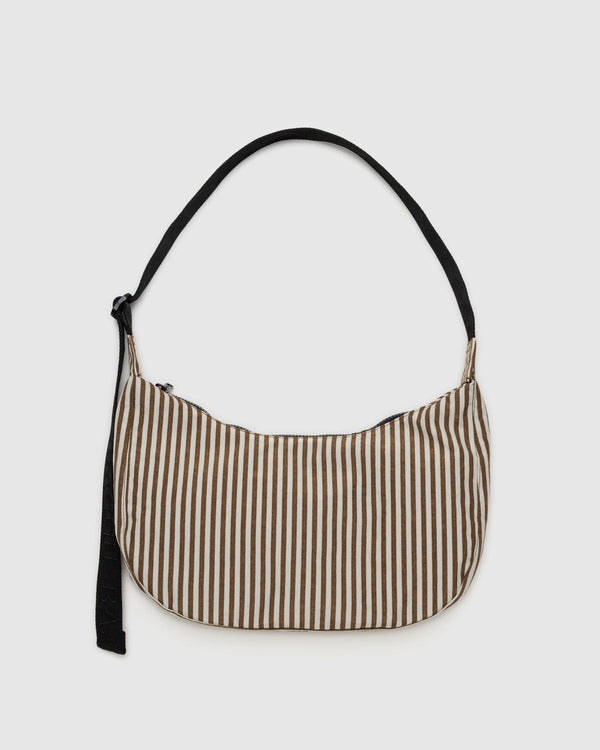 Baggu Medium Nylon Crescent Bag in Brown Stripe