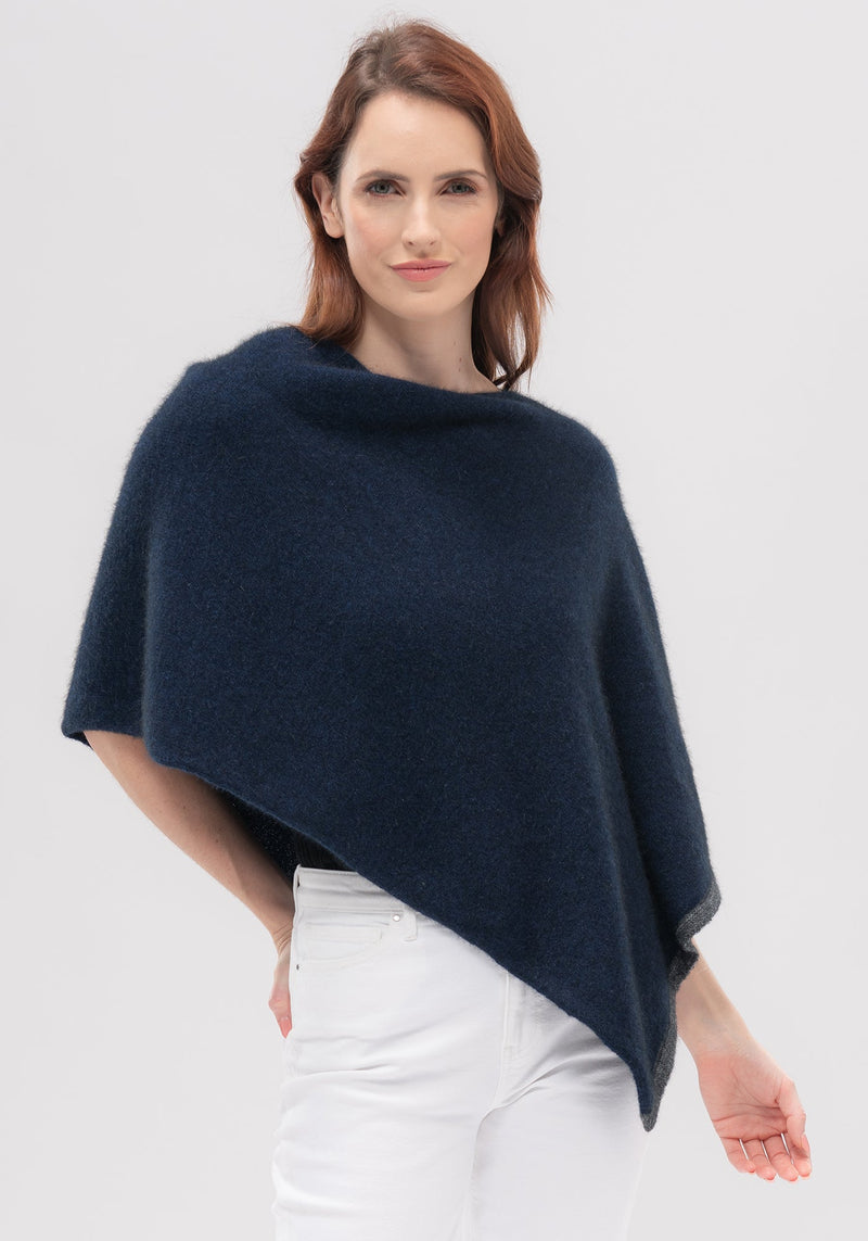 Merinomink Two Tone Poncho in Zephyr/Slate