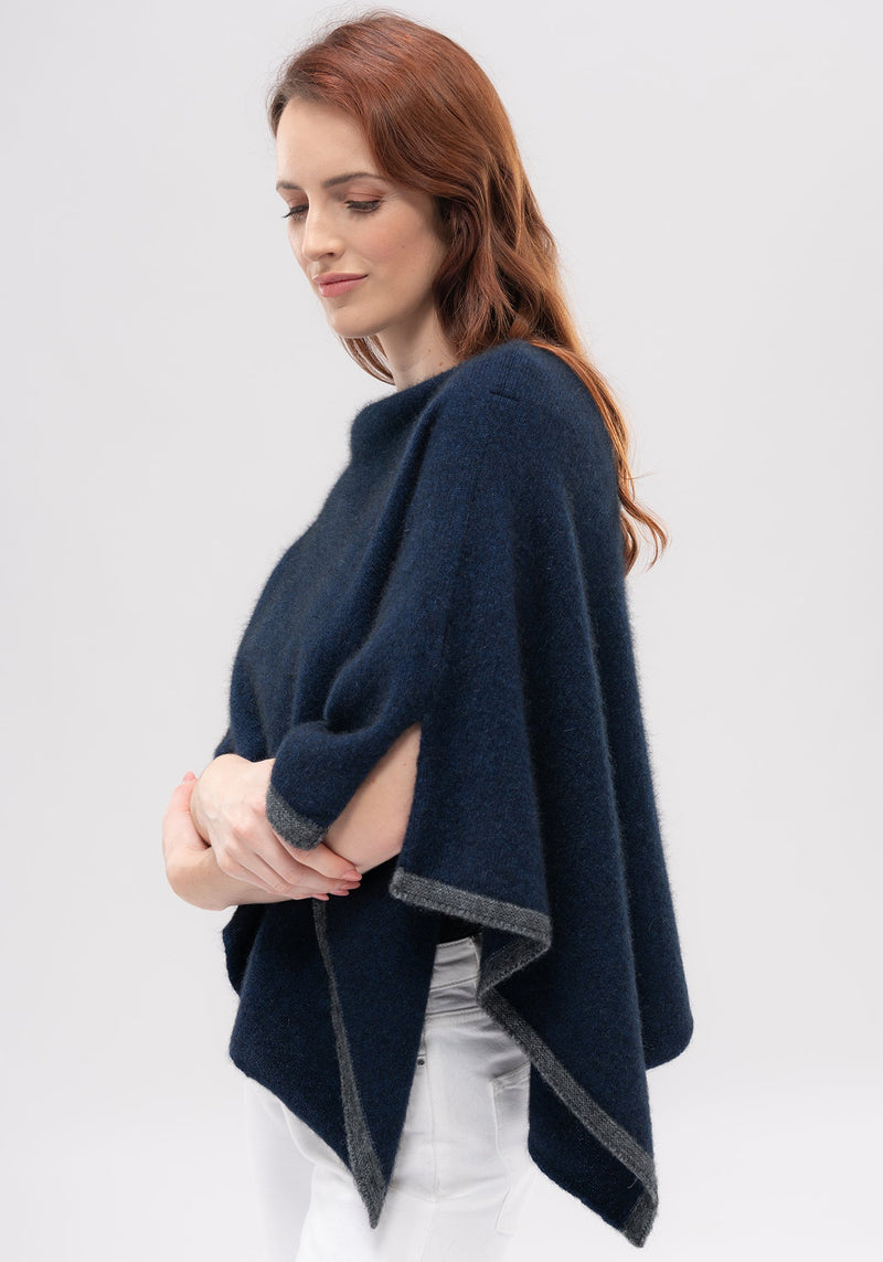 Merinomink Two Tone Poncho in Zephyr/Slate