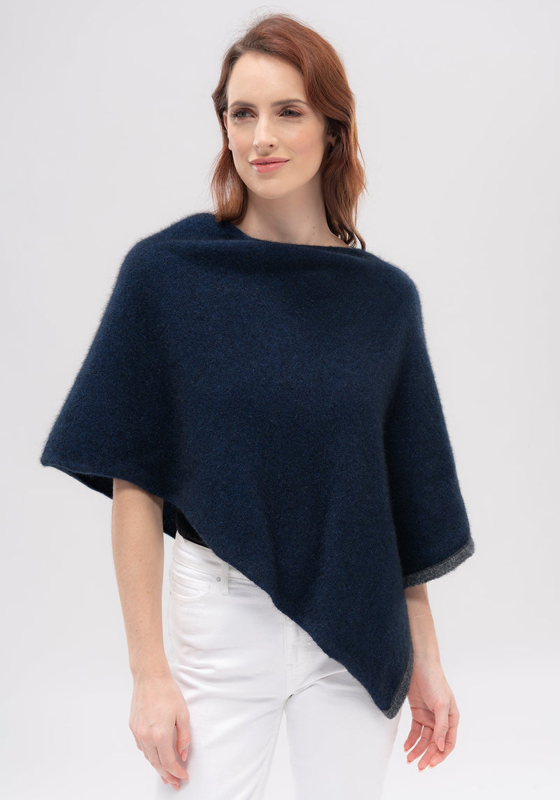 Merinomink Two Tone Poncho in Zephyr/Slate