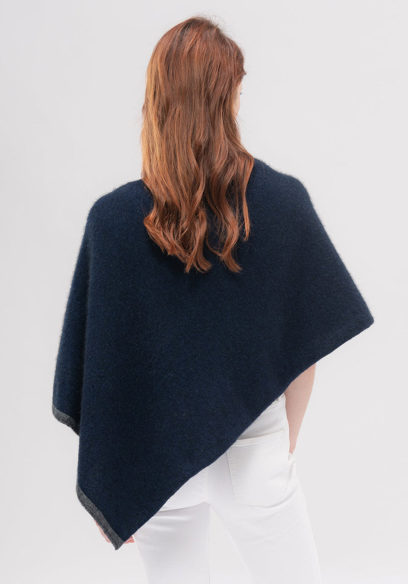 Merinomink Two Tone Poncho in Zephyr/Slate