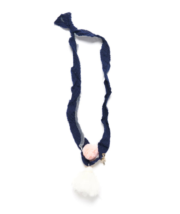 Rare Rabbit Pom Pom and Ballerina Necklace in Navy