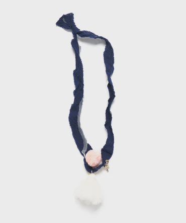 Rare Rabbit Pom Pom and Ballerina Necklace in Navy