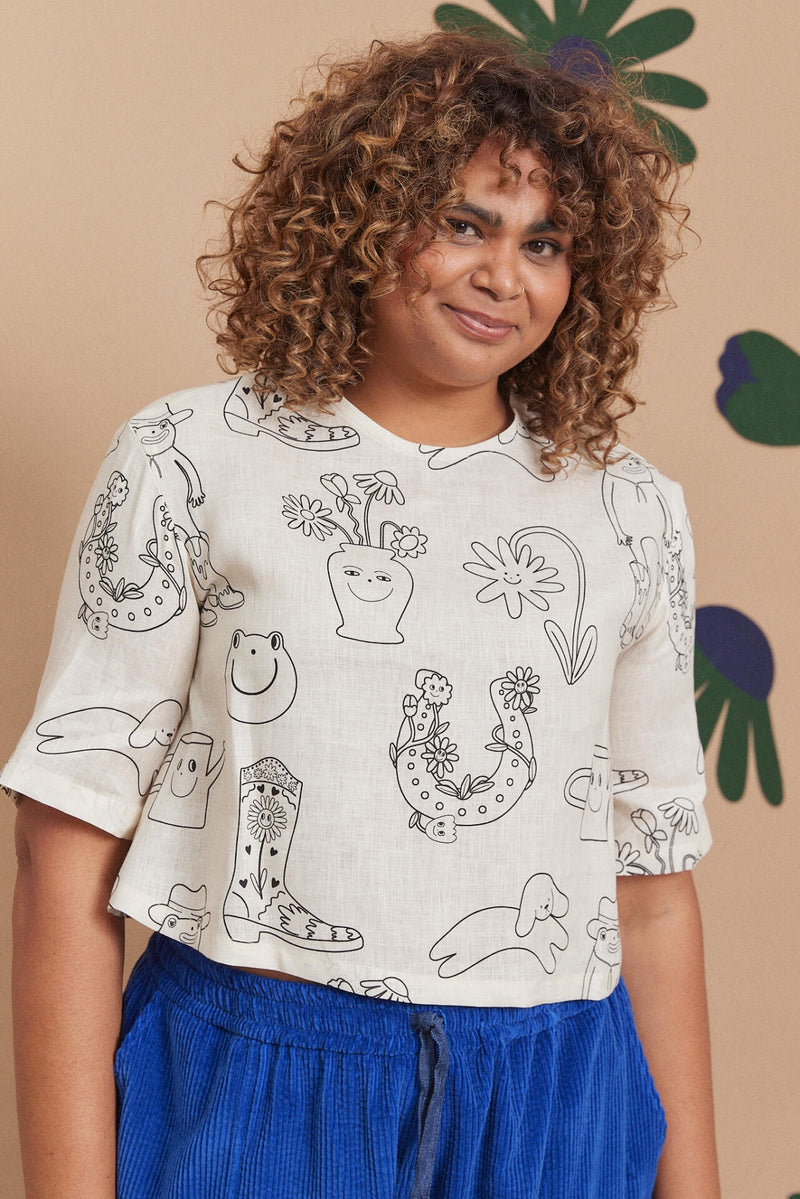 Wolf and Mishka Marlo Top in Yee Haw Print