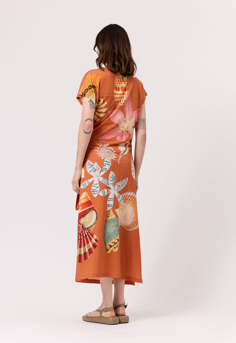 Nancybird Macey Dress in Rust Shell