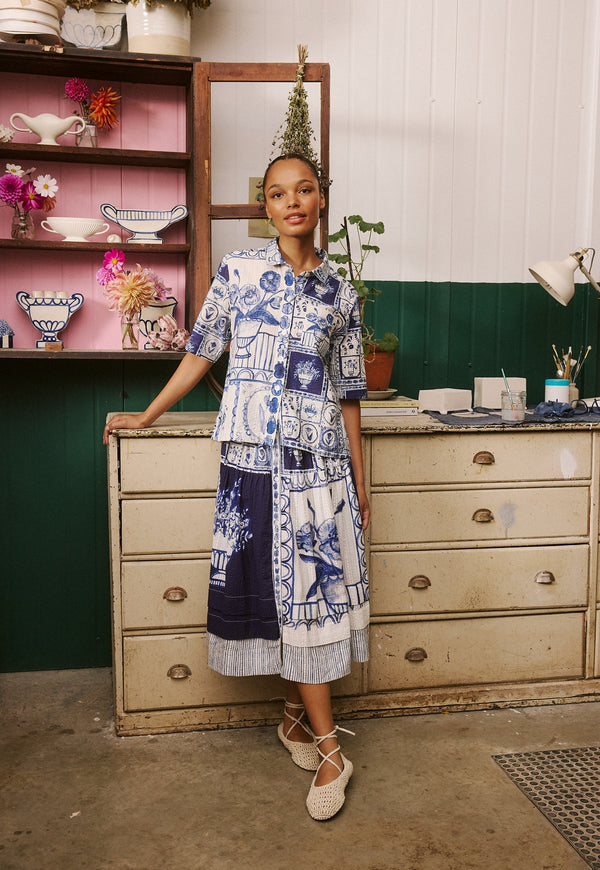 Nancybird Summer Shirt in Lyon Tile