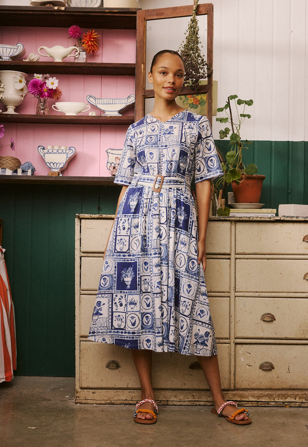 Nancybird Mona Short Sleeve Dress in Lyon Tile
