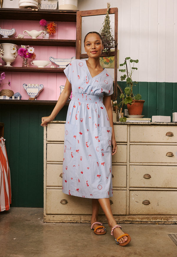 Nancybird Hana Wrap Dress in Motif Embroidery