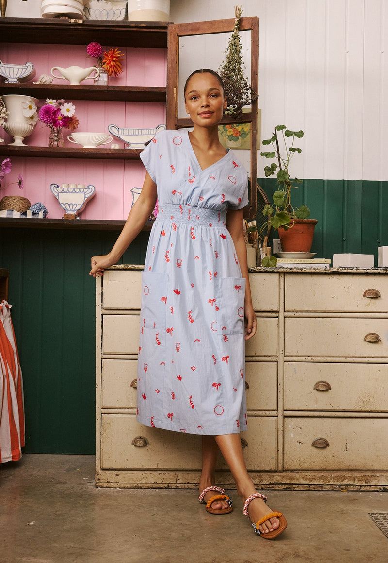 Nancybird Hana Wrap Dress in Motif Embroidery