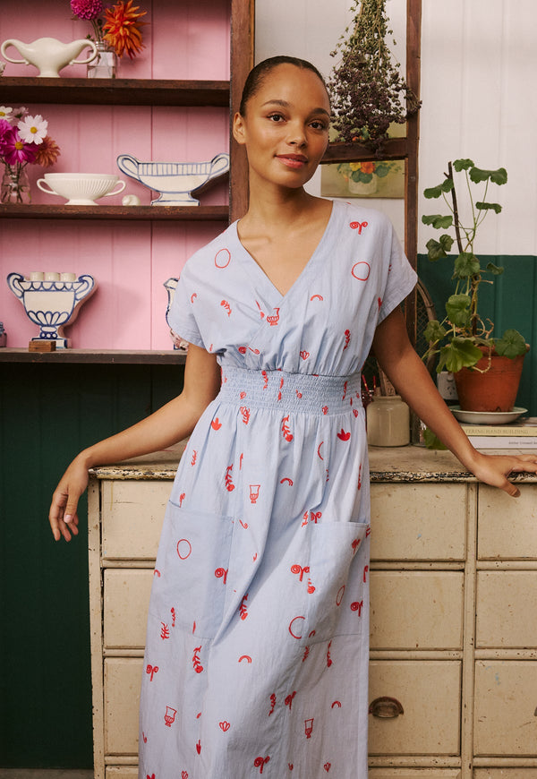 Nancybird Hana Wrap Dress in Motif Embroidery