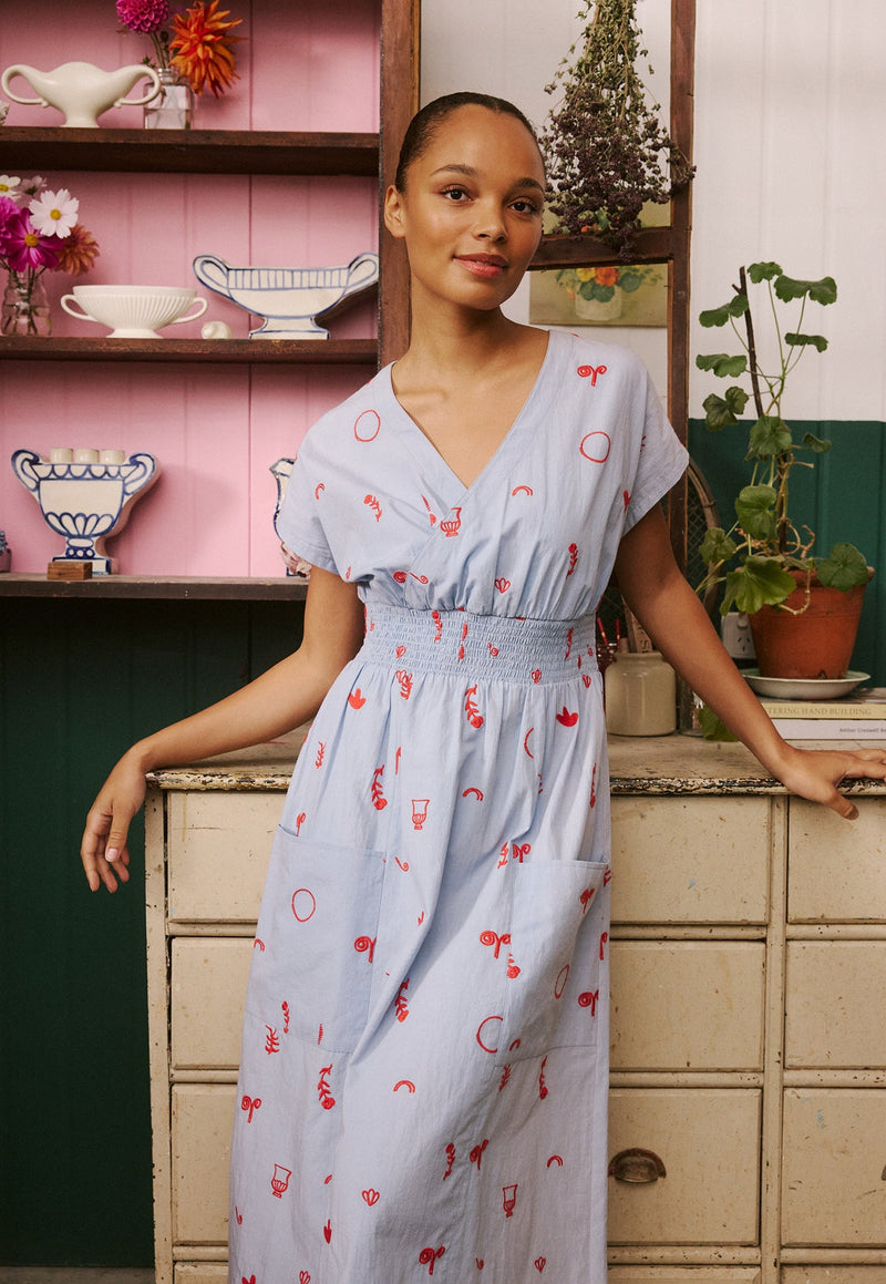 Nancybird Hana Wrap Dress in Motif Embroidery