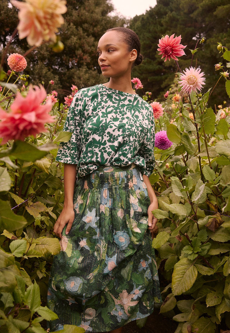 Nancybird Alma Yoke Skirt in Garden