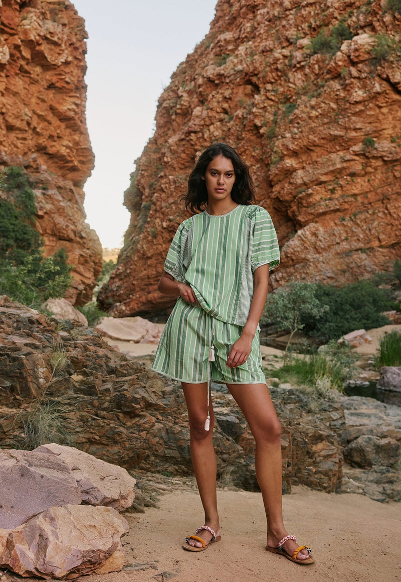 Nancybird Iris Short in Green Stripe