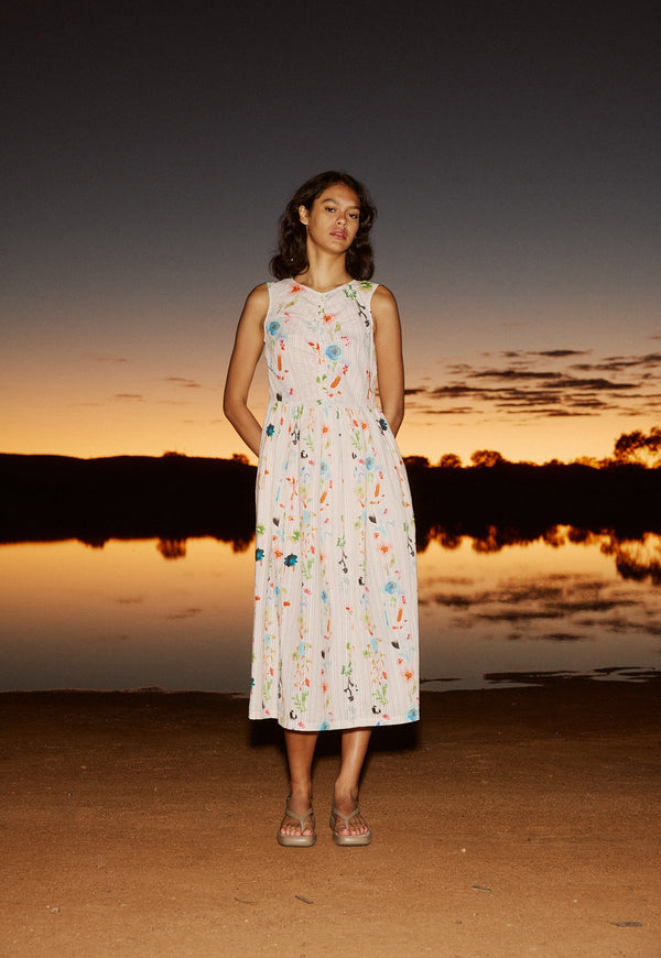 Nancybird Khai Dress in Watercolour Cream