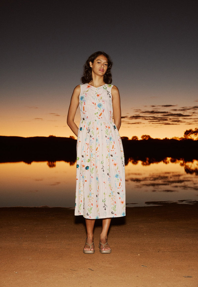Nancybird Khai Dress in Watercolour Cream