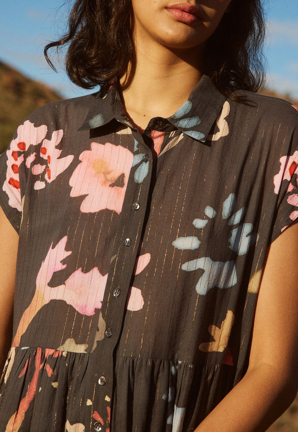 Nancybird Maja Dress in Watercolour Charcoal