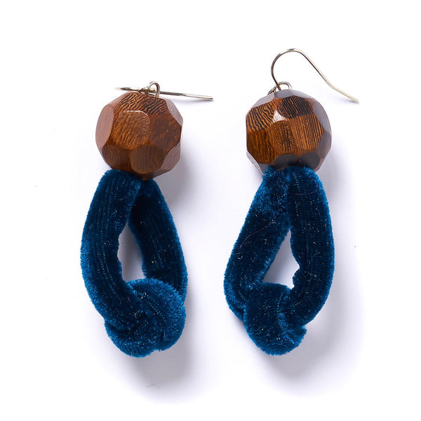 Rare Rabbit Velvet Knot Drop Earrings in Sapphire