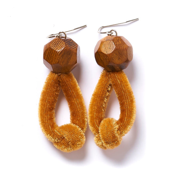 Rare Rabbit Velvet Knot Drop Earrings in Butterscotch