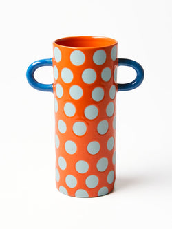 Jones and Co Griffe Blue Red Spot Bud Vase