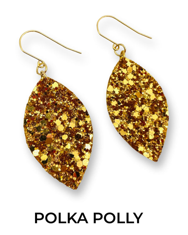 Polka Polly Yellow Glitter Earrings