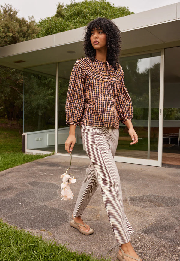 Nancybird Harriet Pant in Ochre Stripe