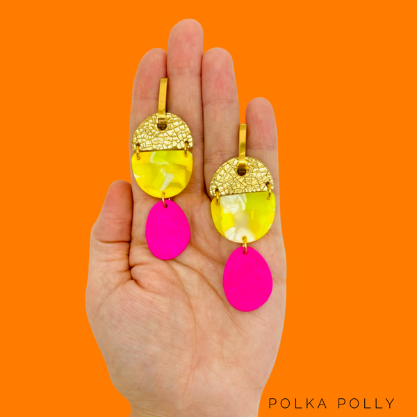 Polka Polly Lemon Pearl Earrings