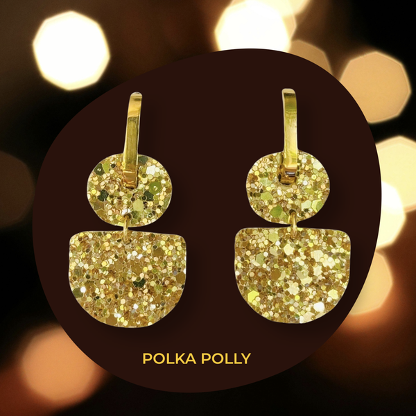 Polka Polly Glitzy Light Gold Dainty Hoops