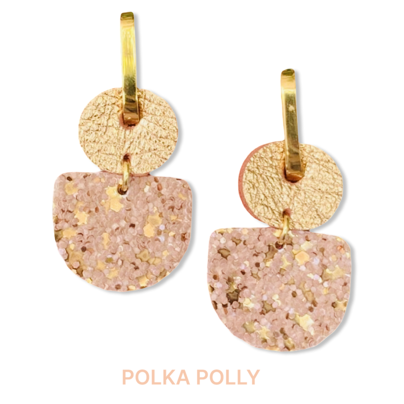 Polka Polly Copper Latte Dainty Hoops