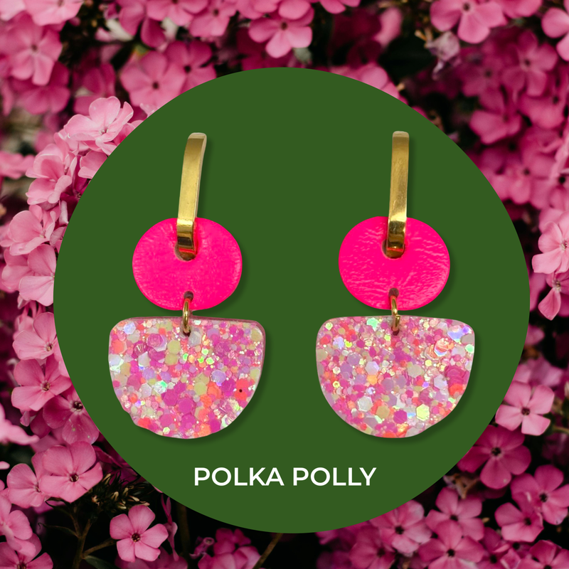 Polka Polly Dainty Hoops — Party Pink