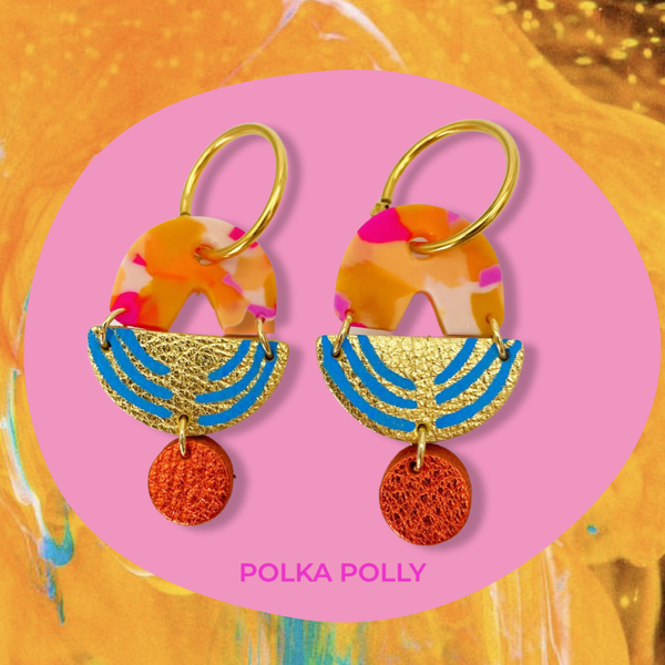 Polka Polly Chandelier Golden Rays Earrings