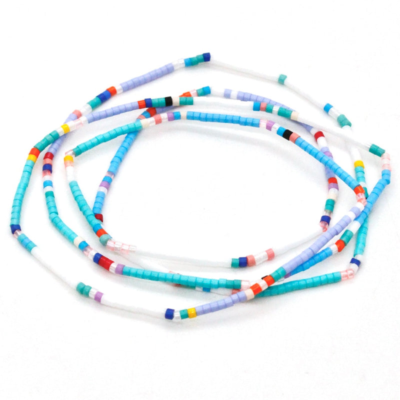 Lizou Beautiful and Delicate Seed Bead Bracelet or Necklace in Turquoise White