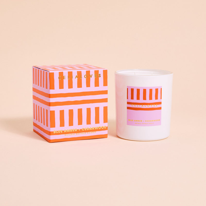 Celia Loves Blue Amber & Cedarwood Candle 395g