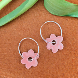 Togetherness Design 'Blossom Salmon' Mini Hoop Earrings