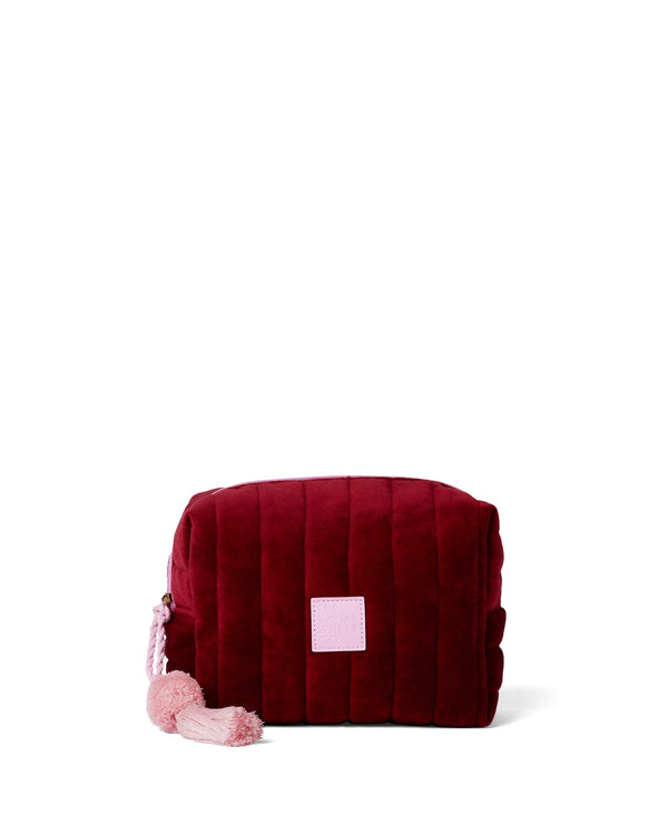 The Somewhere Co Burgundy Velvet Cosmetic Case