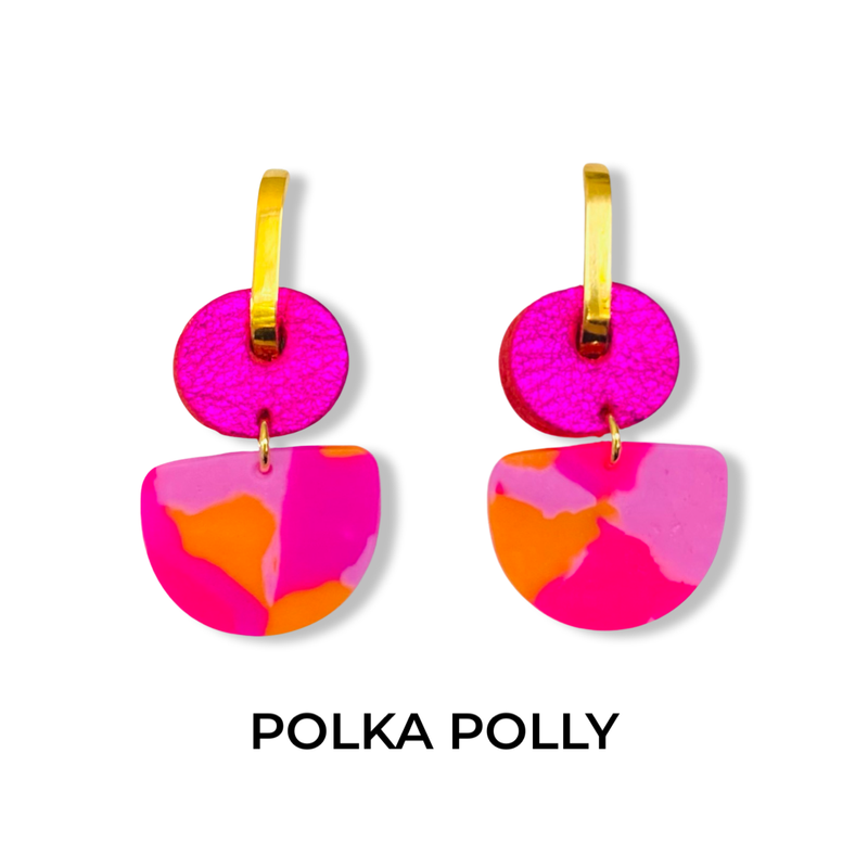Polka Polly Dainty Hoops Pink Orange Patch
