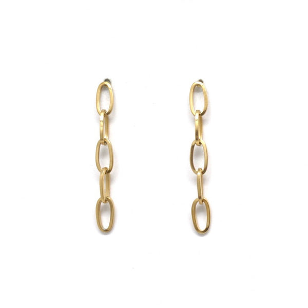 Lizou Simple 24K Gold Plate Chain Earrings