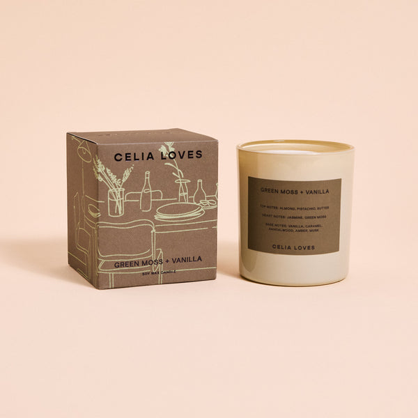 Celia Loves Green Moss & Vanilla Candle 395g