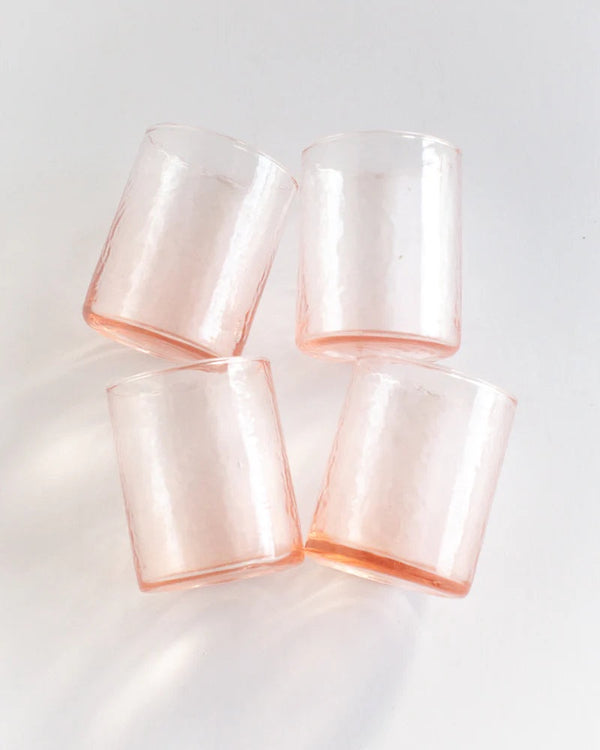 Handblown Hammered Glasses Set of 4 in Blush