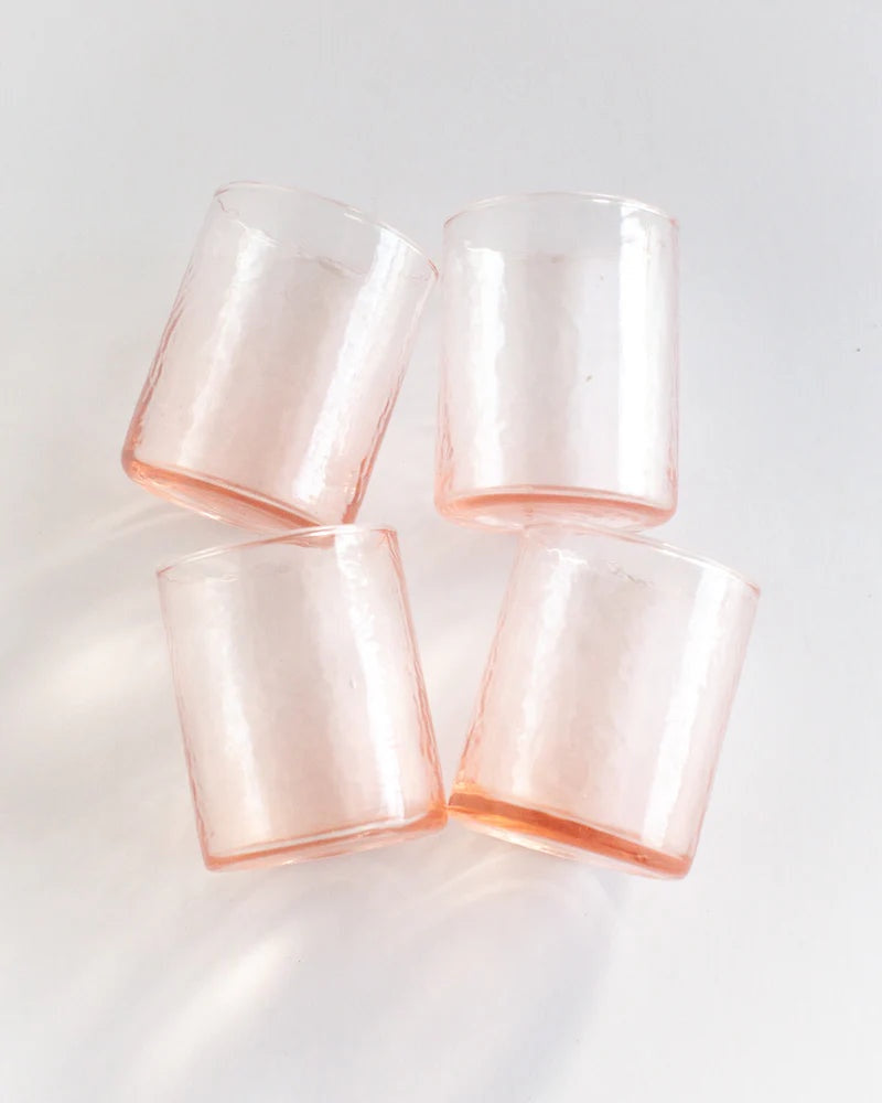 Handblown Hammered Glasses Set of 4 in Blush