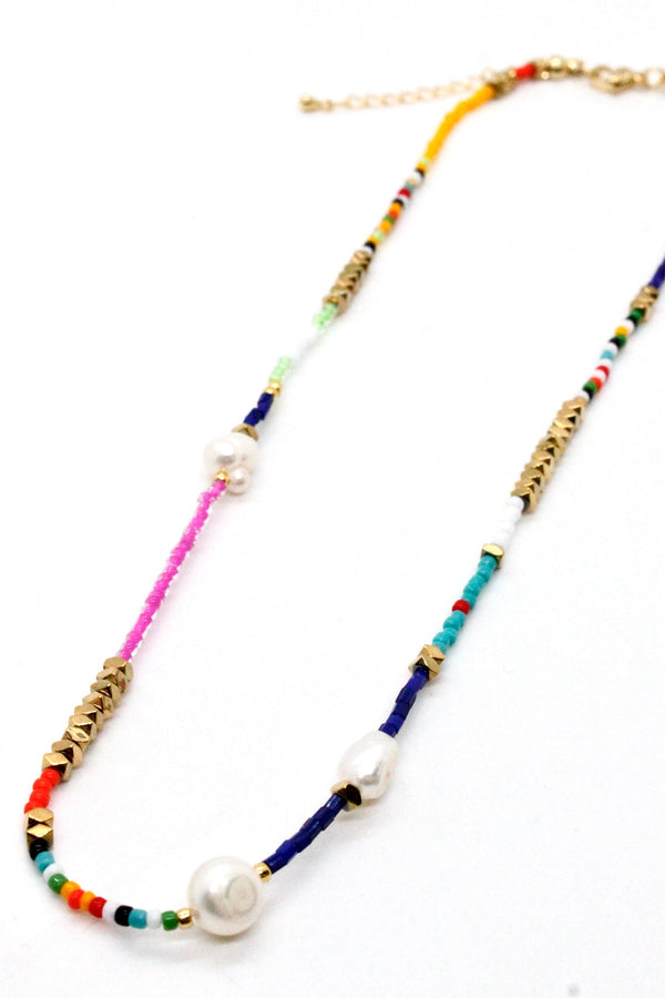 Lizou Rainbow Seed Bead Necklace