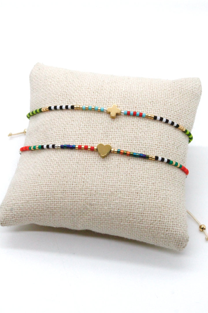 Lizou Rainbow Miyuki Seed Bead Bracelet with Charm