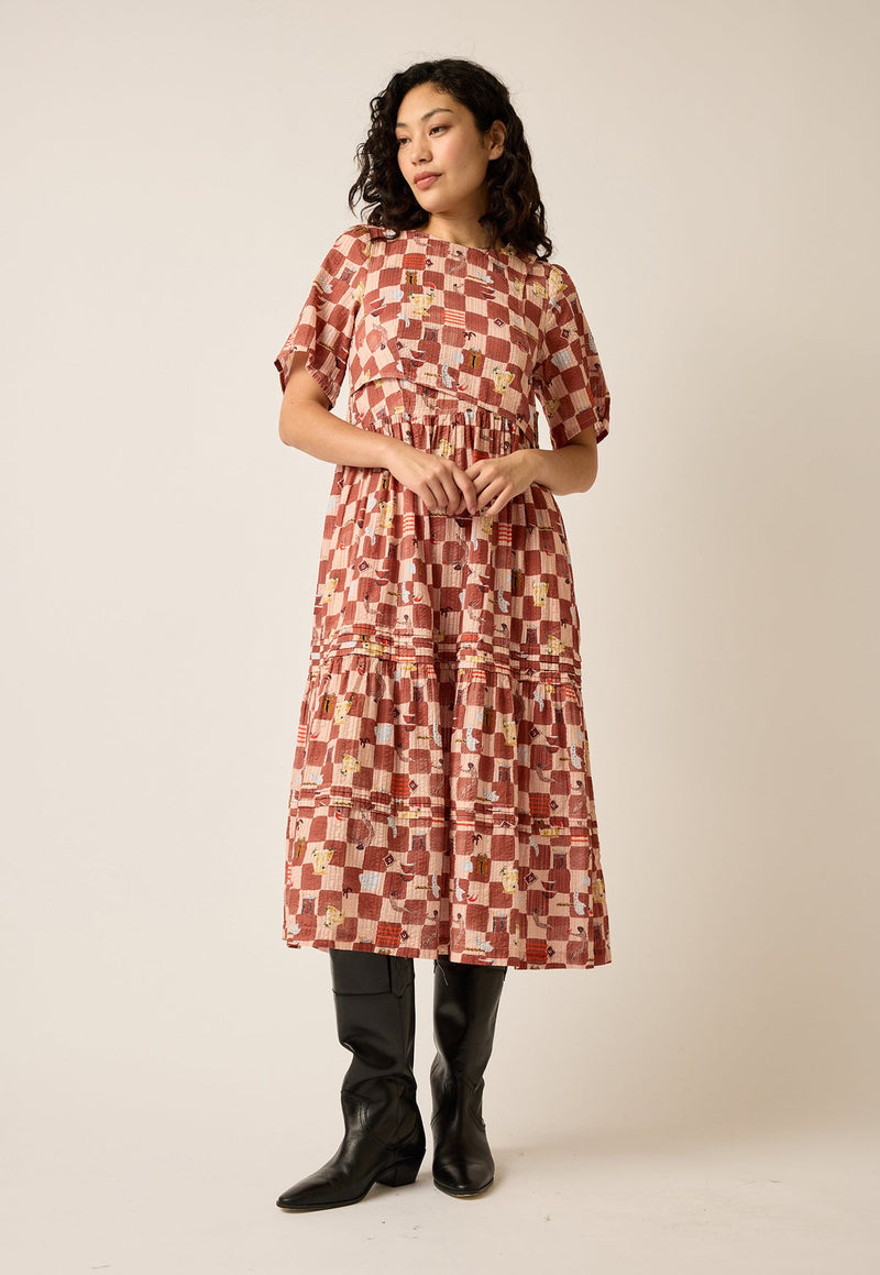 Nancybird Tiered Mabel Dress in Heartbeat Check
