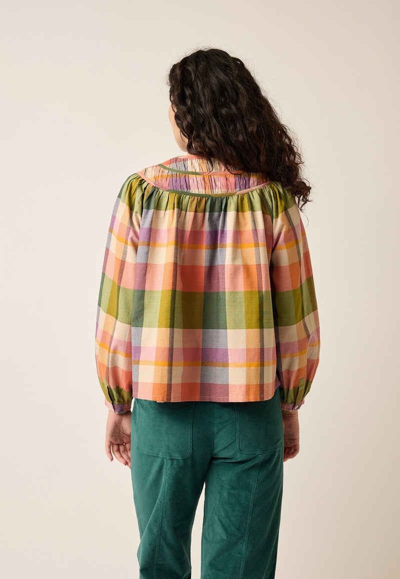 Nancybird Maris Piped Blouse in Spice Check