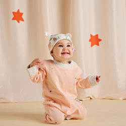 Halcyon Nights 'Cosy Peach' Organic Long Sleeve Jumpsuit