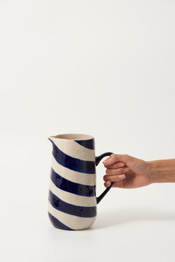 Jones and Co Cabana Stripe Jug Blue