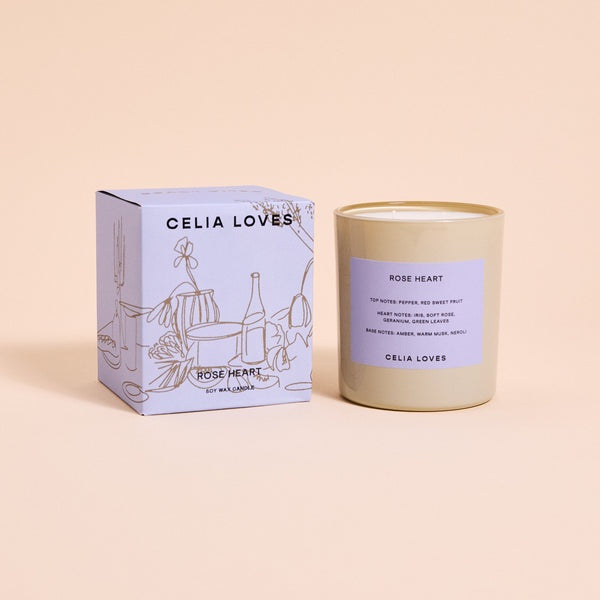 Celia Loves Rose Heart Candle 395g