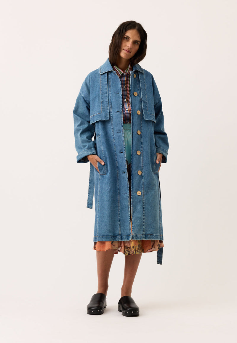 Nancybird Linu Trench in Denim